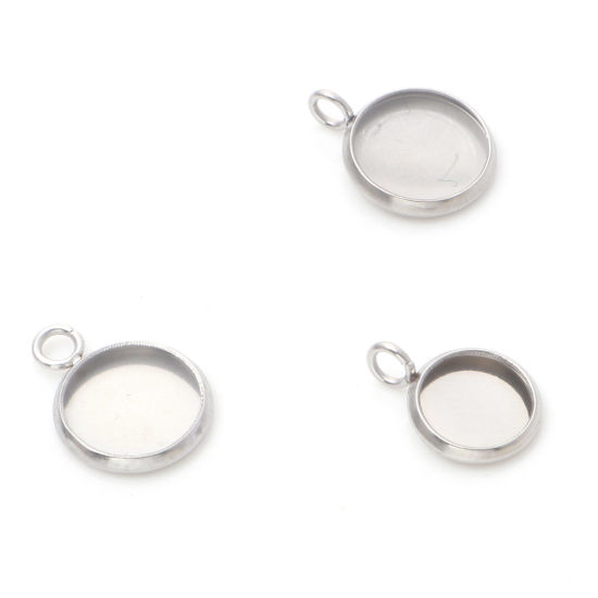 Imagen de Acero Inoxidable Colgantes Charms Ronda Tono de Plata Base Camafeo 10 Unidades