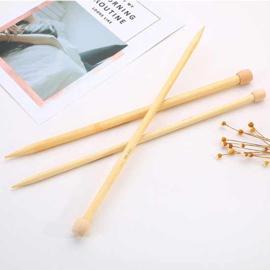 Picture of Bamboo Single Pointed Knitting Needles Natural 23cm(9") long