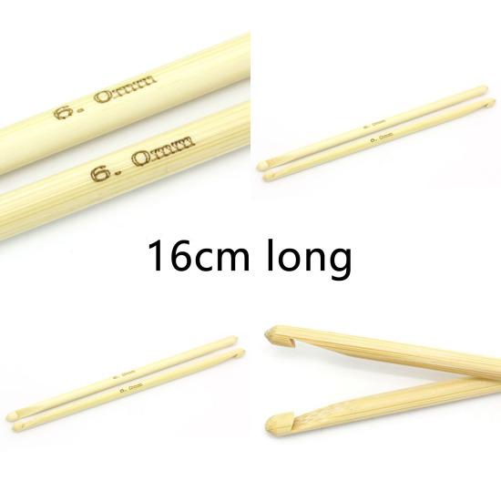 Picture of Bamboo Afghan Tunisian Crochet Hooks Needles Natural 16cm(6 2/8") long