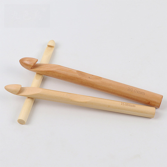 Immagine di Bambù Gancio di Crochet Uncinetto Naturale 15cmLunghezza, 2 Pz