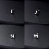 Picture of Copper Stylish Ear Post Stud Earrings Platinum Plated Capital Alphabet/ Letter Message " A-Z "
