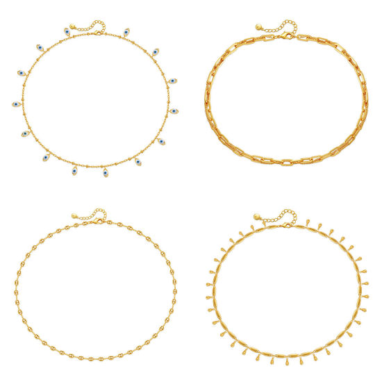 Bild von Umweltfreundliche Vakuumbeschichtung Stilvoll Einfach 18K Vergoldet Kupfer Schmuckkette Kette Halskette Für Frauen Party 1 Strang