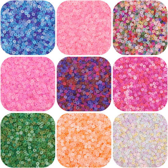 Picture of Glass Seed Beads Round Rocailles Multicolor Frosted Colorful About 4mm Dia.