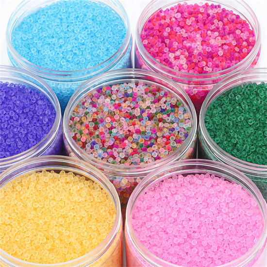 Picture of Glass Seed Beads Round Rocailles Multicolor Frosted Colorful About 4mm Dia.