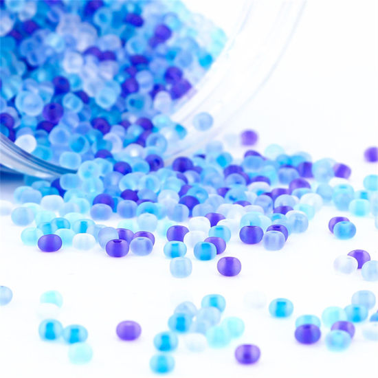 Picture of Glass Seed Beads Round Rocailles Multicolor Frosted Colorful About 4mm Dia.