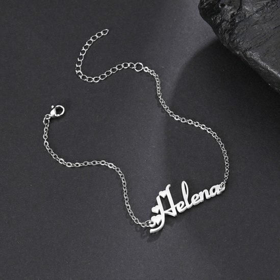 Изображение Stainless Steel Customized Name Bracelets Personalized Letter Charm Pendant Multicolor 1 Piece