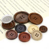 Bild von Natürliches Holz Knöpfe Scrapbooking 4 Löcher Rund Schwarz 11.5mm D., 100 Stück