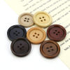 Bild von Natürliches Holz Knöpfe Scrapbooking 4 Löcher Rund Schwarz 11.5mm D., 100 Stück