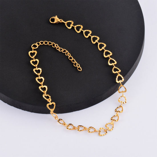 Picture of 304 Stainless Steel Handmade Link Chain Anklet 18K Gold Color Geometric 21cm(8 2/8") long