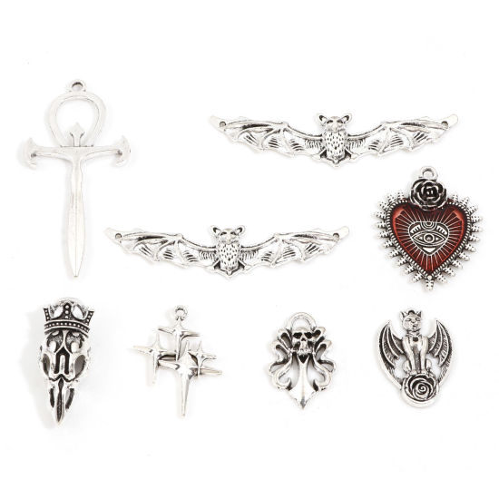 Picture of Zinc Based Alloy Halloween Charms Antique Silver Color