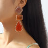Изображение Resin Stylish Earrings Gold Plated Multicolor Drop Square