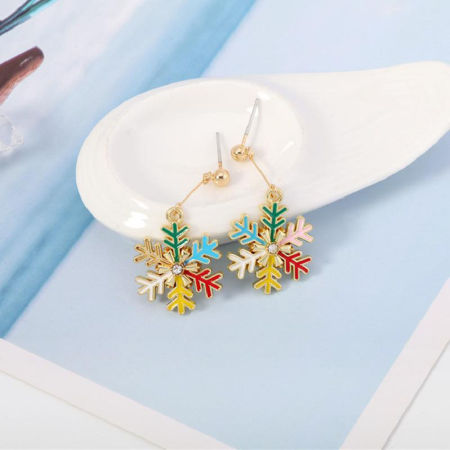 Stylish Earrings Gold Plated Christmas Snowflake