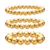 Picture of Eco-friendly Vacuum Plating Stylish Simple 18K Real Gold Plated Copper Ball Elastic Dainty Bracelets Delicate Bracelets Beaded Bracelet Unisex Party