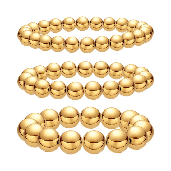Picture of Eco-friendly Vacuum Plating Stylish Simple 18K Real Gold Plated Copper Ball Elastic Dainty Bracelets Delicate Bracelets Beaded Bracelet Unisex Party