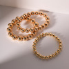 Picture of Eco-friendly Vacuum Plating Stylish Simple 18K Real Gold Plated Copper Ball Elastic Dainty Bracelets Delicate Bracelets Beaded Bracelet Unisex Party