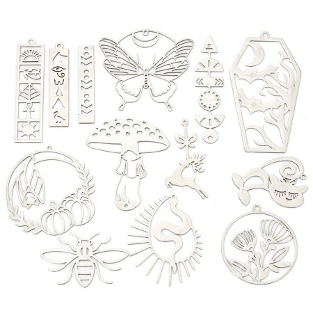 304 Нержавеющая Сталь готика Подвески Хэллоуин Летучая мышь Серебряный Тон ТыкваХэллоуина 3 ШТ