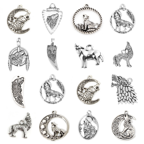 Picture of Zinc Based Alloy Pendants Antique Silver Color Wolf