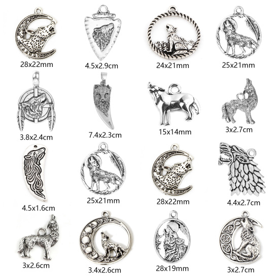 Picture of Zinc Based Alloy Pendants Antique Silver Color Wolf