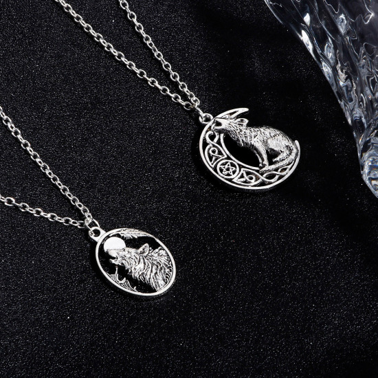 Picture of Zinc Based Alloy Pendants Antique Silver Color Wolf