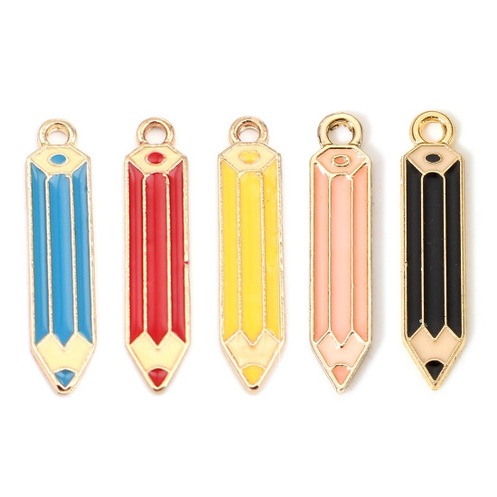 Picture of Zinc Based Alloy College Jewelry Charms Multicolor Pencil Enamel