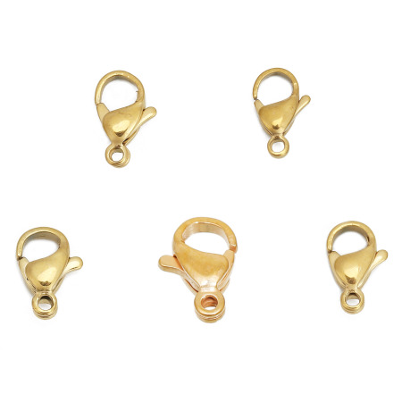 5 PCs Vacuum Plating Stainless Steel Lobster Clasp Findings
