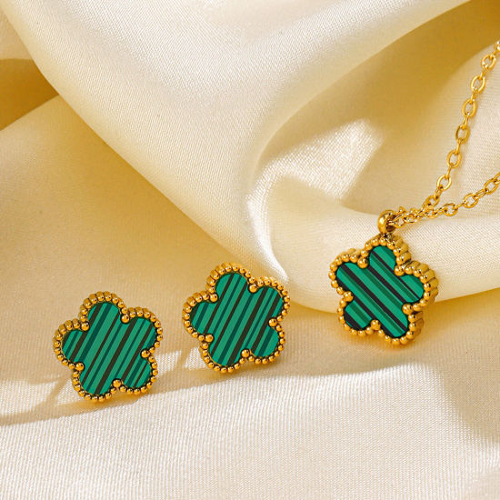 Image de 1 Paire Respectueux de la Nature Sucré & Mignon Boucles d'Oreilles Puces Exquis en 304 Acier Inoxydable & Coquille Fleur Plaqué Or 18K Multicolore Fête Pour Femmes