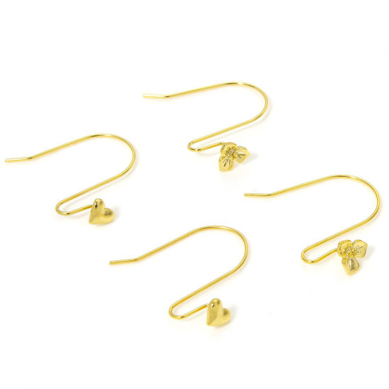 Image de 1 Paire Hypoallergénique À la Mode Boucles d'Oreilles Corchets La Saint Valentin en Laiton Cœur Plaqué Or 18K Fête Pour Femmes