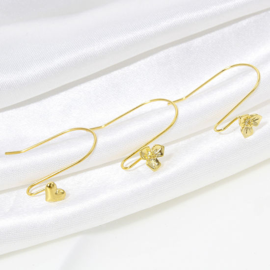 Image de 1 Paire Hypoallergénique À la Mode Boucles d'Oreilles Corchets La Saint Valentin en Laiton Cœur Plaqué Or 18K Fête Pour Femmes