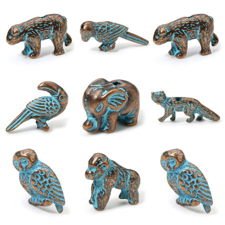 Zinc Based Alloy Patina Spacer Beads For DIY Jewelry Making Antique Copper Blue Animal