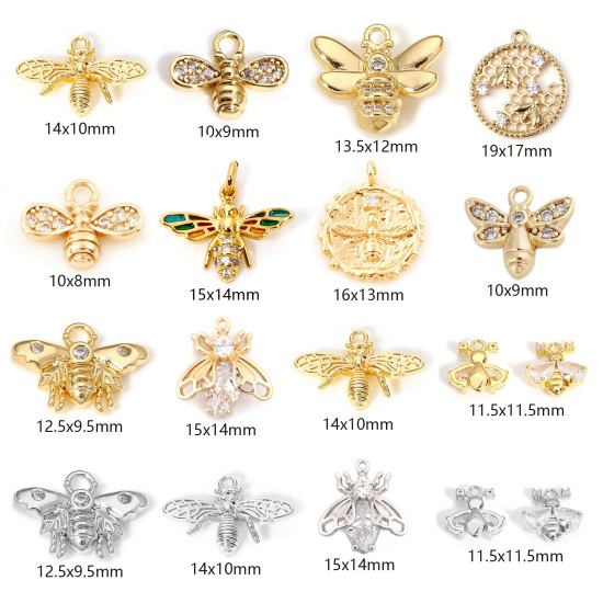 Picture of Brass Insect Charms Real Gold Plated Bee Animal