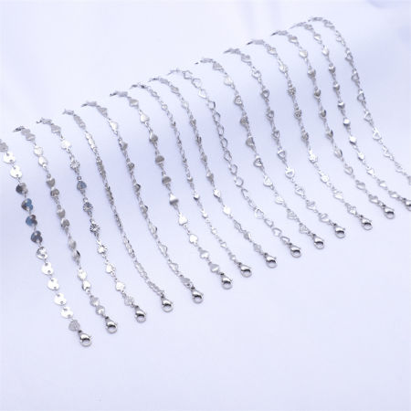 Picture of Eco-friendly 304 Stainless Steel Ins Style Handmade Link Chain Anklet Silver Tone Hollow Heart