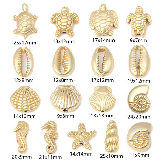 Picture of Zinc Based Alloy Ocean Jewelry Beads For DIY Jewelry Making Matt Gold Tortoise Animal Shell