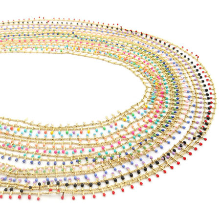 Brass Link Chain For Handmade DIY Jewelry Making Findings Tassel Gold Plated Multicolor Enamel