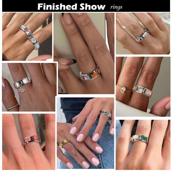 Immagine di 1 Pz 304 Acciaio Inossidabile Lettera Maiuscola Bracciale con Charm Italiano a Maglie, Creazione di Gioielli Fai-da-te Tono Argento Oro Rettangolo Messaggio " A-Z " Trasparente Strass 10mm x 9mm