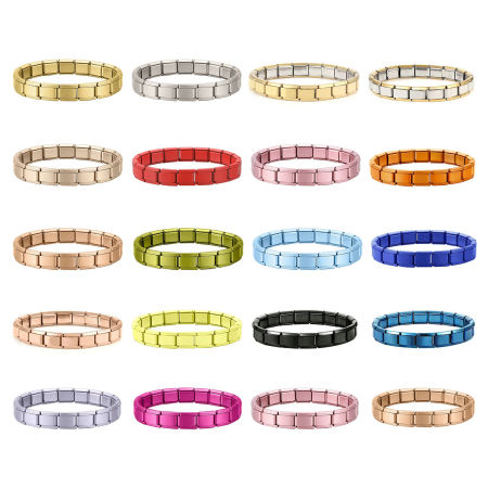 304 Stainless Steel Italian Charm Links Modular Bracelets Multicolor Detachable 18cm(7.1") long