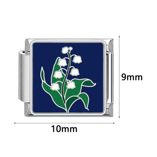 Изображение 1 ШТ 304 Нержавеющая Сталь Очаровательный итальянский браслет со звеньями Изготовление ювелирных изделий своими руками Серебряный Тон Прямоугольник 10мм x 9мм