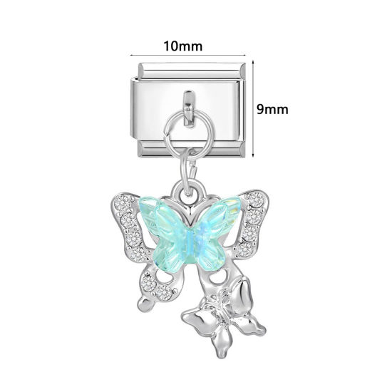 Bild von 304 Edelstahl Charm-Armband mit italienischen Gliedern zur Herstellung von DIY-Schmuck Silberfarbe Rechteck 10mm x 9mm