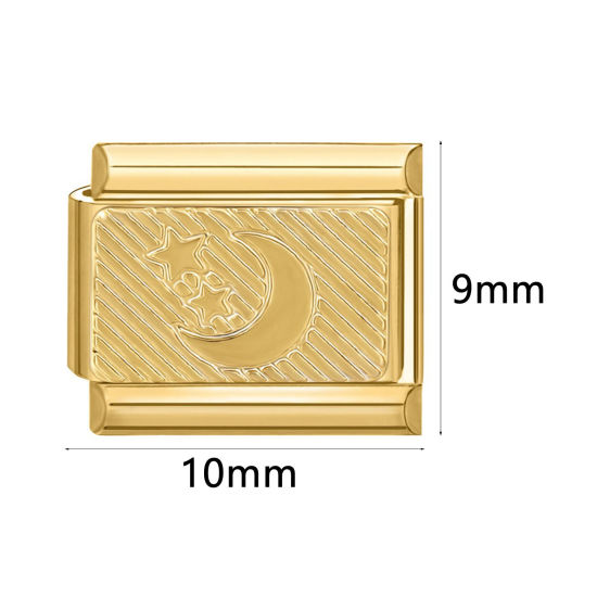 Immagine di 1 Pz 304 Acciaio Inossidabile Bracciale con Charm Italiano a Maglie, Creazione di Gioielli Fai-da-te Oro Placcato Rettangolo 10mm x 9mm