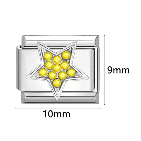 Bild von 304 Edelstahl Charm-Armband mit italienischen Gliedern zur Herstellung von DIY-Schmuck Silberfarbe Rechteck 10mm x 9mm