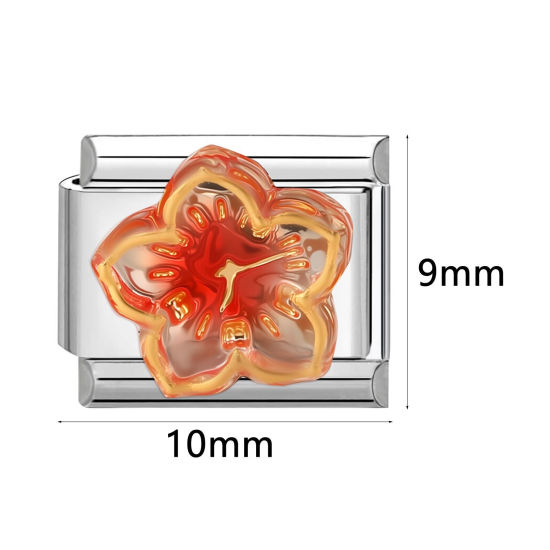 Изображение 1 ШТ 304 Нержавеющая Сталь Очаровательный итальянский браслет со звеньями Изготовление ювелирных изделий своими руками Серебряный Тон Прямоугольник 10мм x 9мм