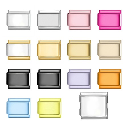 Bild von 1 Stück 304 Edelstahl Charm-Armband mit italienischen Gliedern zur Herstellung von DIY-Schmuck Bunt Rechteck 10mm x 9mm