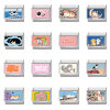Picture of 304 Stainless Steel Italian Charm Links For DIY Bracelet Jewelry Making Silver Tone Rectangle Cartoon Images 10mm x 9mm