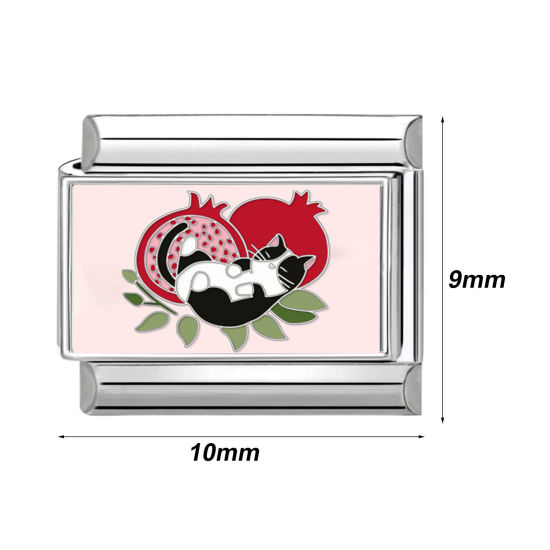 Immagine di 1 Pz 304 Acciaio Inossidabile Bracciale con Charm Italiano a Maglie, Creazione di Gioielli Fai-da-te Tono Argento Rettangolo Immagini dei Cartoni Animati 10mm x 9mm