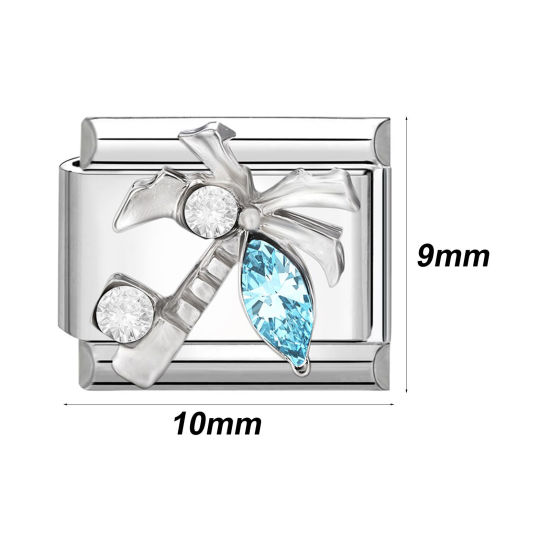 Bild von 304 Edelstahl Charm-Armband mit italienischen Gliedern zur Herstellung von DIY-Schmuck Silberfarbe Bunt Rechteck 10mm x 9mm