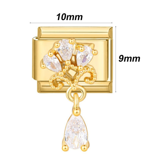 Изображение 1 ШТ 304 Нержавеющая Сталь Очаровательный итальянский браслет со звеньями Изготовление ювелирных изделий своими руками Позолоченный Прямоугольник 10мм x 9мм