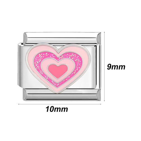 Изображение 1 ШТ 304 Нержавеющая Сталь Очаровательный итальянский браслет со звеньями Изготовление ювелирных изделий своими руками Серебряный Тон Разноцветный Прямоугольник 10мм x 9мм