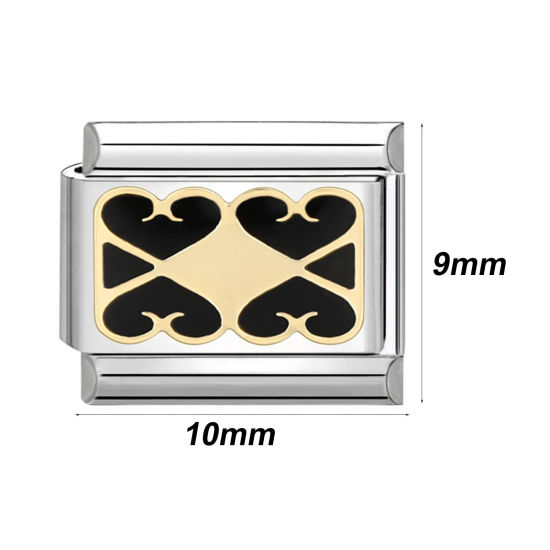 Изображение 1 ШТ 304 Нержавеющая Сталь Очаровательный итальянский браслет со звеньями Изготовление ювелирных изделий своими руками Серебряный Тон Разноцветный Прямоугольник 10мм x 9мм
