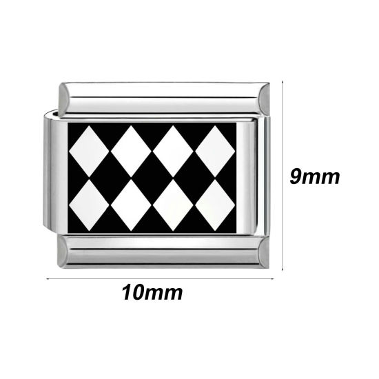 Bild von 304 Edelstahl Charm-Armband mit italienischen Gliedern zur Herstellung von DIY-Schmuck Silberfarbe Bunt Rechteck 10mm x 9mm