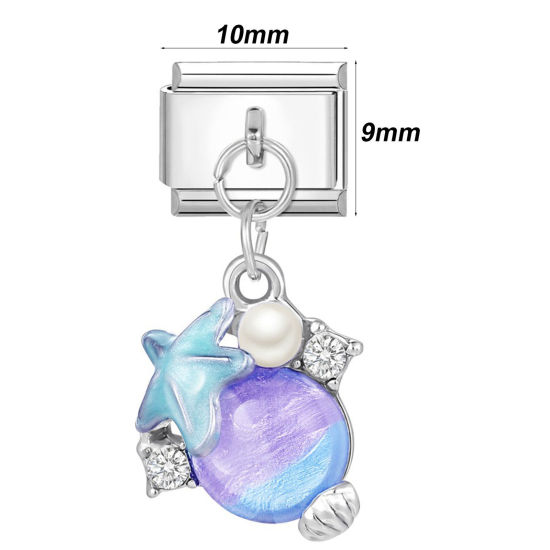 Изображение 1 ШТ 304 Нержавеющая Сталь Очаровательный итальянский браслет со звеньями Изготовление ювелирных изделий своими руками Серебряный Тон Разноцветный Прямоугольник 10мм x 9мм