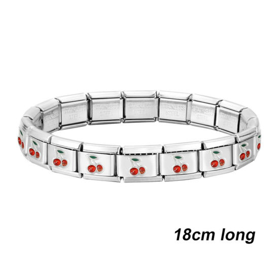 Image de 1 Pièce Bracelets Modulaires à Maillons de Pendentifs Italiens Mignon en 304 Acier Inoxydable Multicolore Rouge Détachable 18cm long